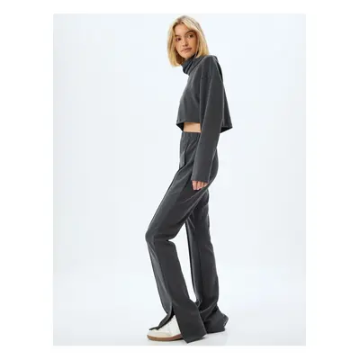 Koton Modal Tracksuit Trousers Ribbed Slit Detail