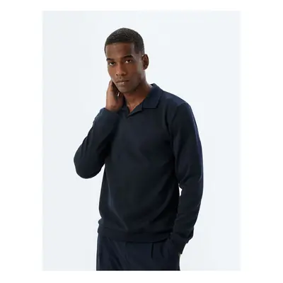 Koton Cotton Blend Long Sleeve Boxy Polo Neck Sweater