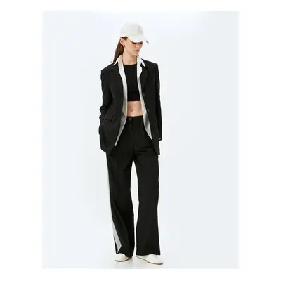 Koton Pocketed Straight Wide Leg Side Stripe Detailed Fabric Trousers