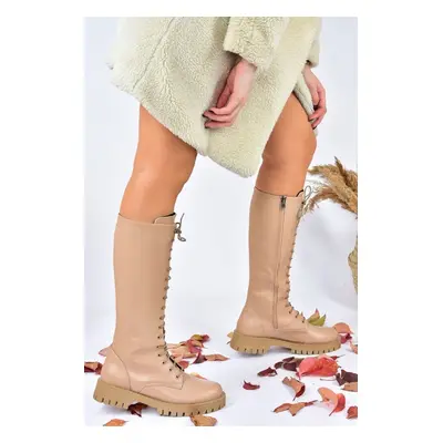 Fox Shoes Women's Nude Lace-up Casual Boots