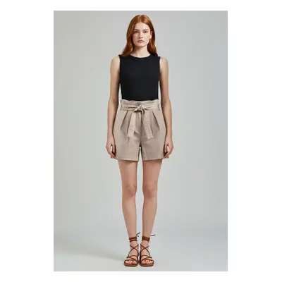 Trendyol Light Khaki Waist Belted Regular Boy Shorts Shorts & Bermuda