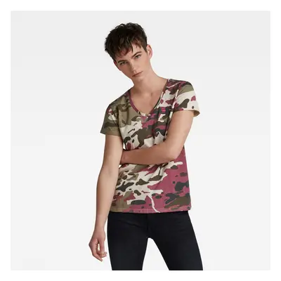 G-STAR T-shirt - Allover camo print in neck with top multicolor