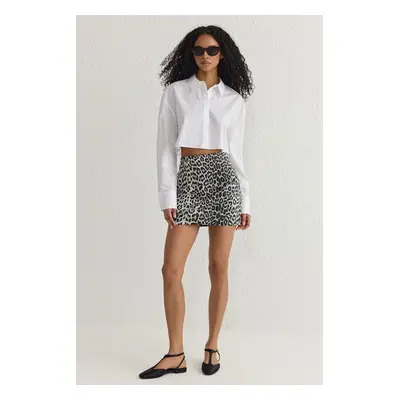 Trendyol Multicolored Cotton Fabric Animal Leopard Patterned Mini Skirt