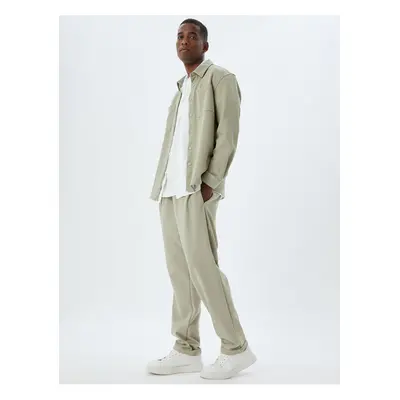 Koton Slim Fit Trousers with Waist Tie and Pocket Detail, Cotton Blend