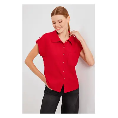 Bigdart Cuffed Double Short Sleeve Shirt - Red