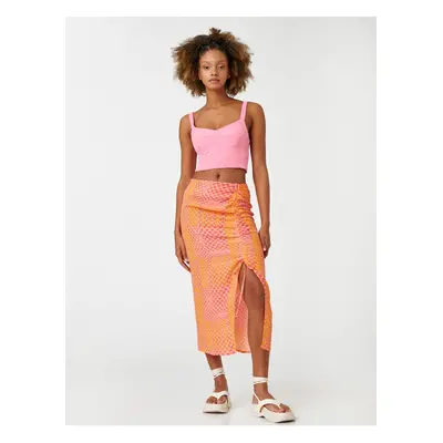 Koton Midi Skirt Draped Patterned Tie Detail