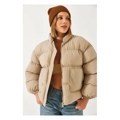 Bianco Lucci Women's Judge Collar Detail Puffer Coat