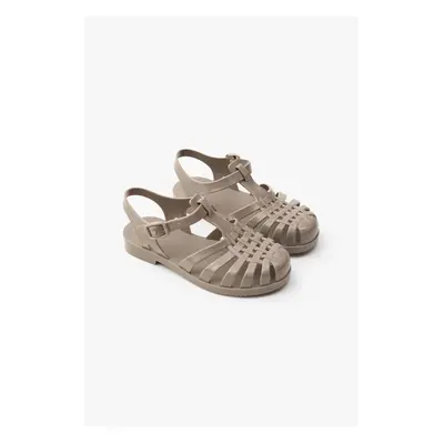 NİŞANTAŞI SHOES Anderline Jr. Dark Beige Matte Belt Detail Children's Sandals