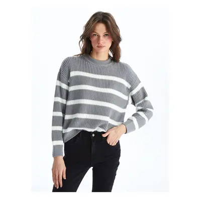 LC Waikiki Crew Neck Striped Long Sleeve Oversize Women's Knitwear Sweater