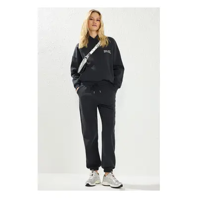 Trendyol Anthracite Thick Polar Fleece Hooded Oversize/Relaxed Cut Knitted Tracksuit