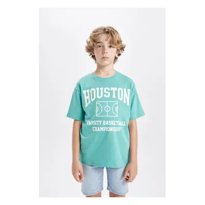 DEFACTO Boy's Crew Neck Printed Short Sleeve T-Shirt