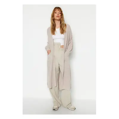 Trendyol Stone Maxi Basic Knitwear Cardigan