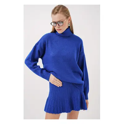 Bigdart Sweater Skirt Knitwear Two Piece Set - Saxe