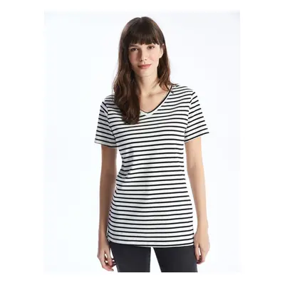 LC Waikiki V-Neck Striped Short Sleeve Women's T-Shirt