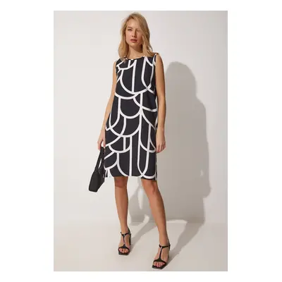 Happiness İstanbul Women's Black Patterned Summer Bell Dress