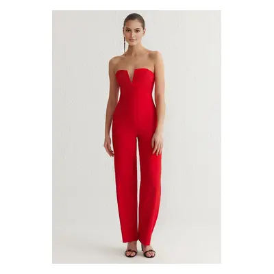 Trendyol Red Strapless Woven Jumpsuit