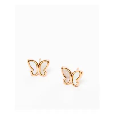 Earrings with enamel butterfly white