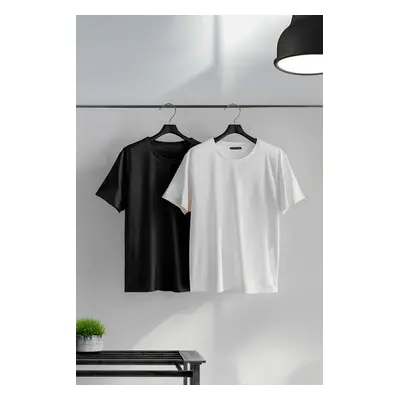 Trendyol Black 2-Pack Oversize/Wide Cut Printed 100% Cotton T-Shirt