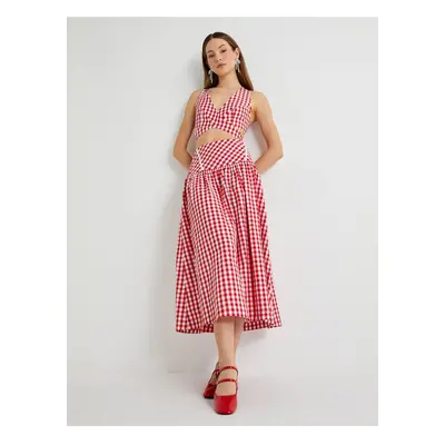 Koton X Tuba Ünsal - Midi Checked Flared Balloon Skirt Lined