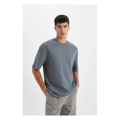 DEFACTO Relax Fit Crew Neck Cotton Short Sleeve Basic Plain T-Shirt