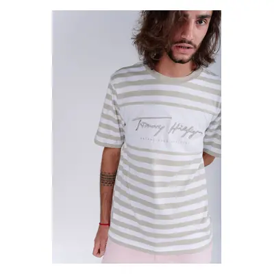 Tommy Hilfiger T-shirt - SIGNATURE STRIPE RELAXED FIT TEE beige