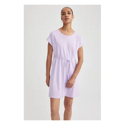 DEFACTO A-Line Crew Neck Short Sleeve 100% Cotton Dress