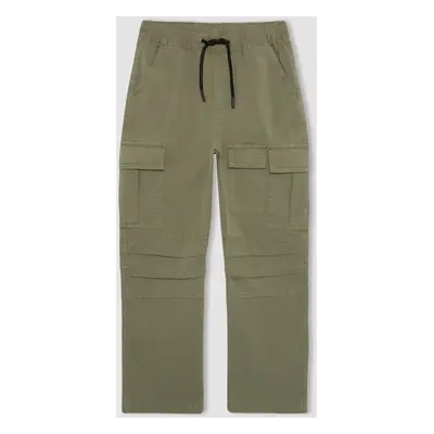 DEFACTO Boy's Cargo Pocket Straight Leg Gabardine Trousers