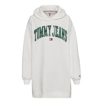 Tommy Jeans Dress - TJW COLLEGIATE LOGO HOODIE DRESS white