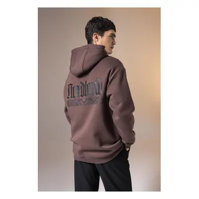 DEFACTO Unisex Oversize Wide Pattern Hooded Back Printed Sweatshirt