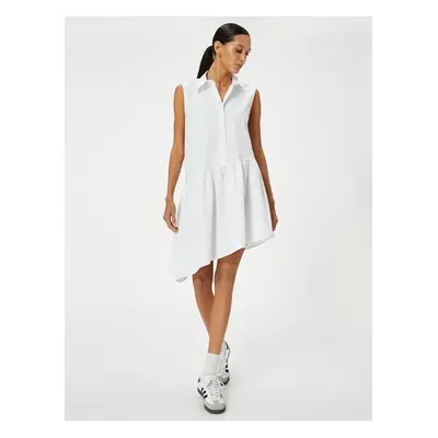 Koton Shirt Dress Asymmetrical Cut Sleeveless Buttoned Cotton Comfortable Cut