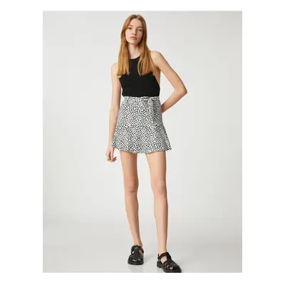 Koton Shorts Skirt with Belted Waist and Patterned Ruffles.