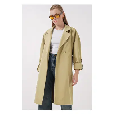 Bigdart Double-breasted Collar Lined Trench Coat - Oil Green