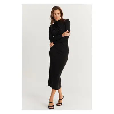 Cool & Sexy Women's Black Drape Maxi Dress