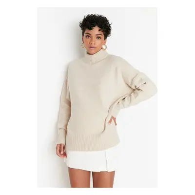 Trendyol Stone Wide Pattern Soft Texture Knitted Sweater