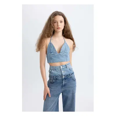 DEFACTO Barbell Neck Crop Jean Blouse