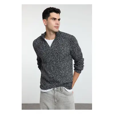 Trendyol Anthracite Casual Unisex Half Turtleneck Flecked Knitwear Sweater