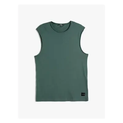 Koton Basic Sleeveless T-Shirt Hollow Sleeve Label Detailed Crew Neck