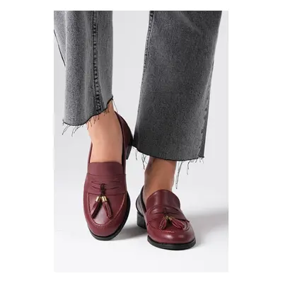 Mio Gusto Dylan Women's Claret Red Oxford Flat Shoes