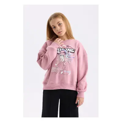 DEFACTO Girl Oversize Wide Pattern Crew Neck Animal Patterned Sweatshirt