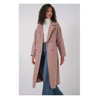 Bigdart Oversize Wide Cut Wool Long Cashmere Coat - Salmon