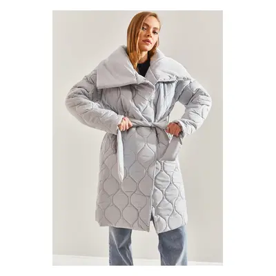 Bianco Lucci Women's Metal Button Quilted Oversize Down Coat