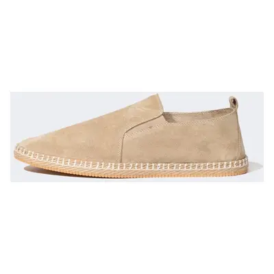 DEFACTO Men's Flat Sole Leather Suede Espadrille