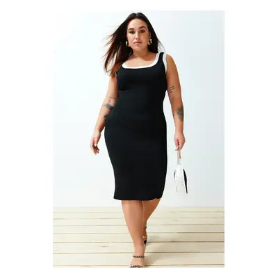 Trendyol Curve Black Single Plate Knitwear Dress