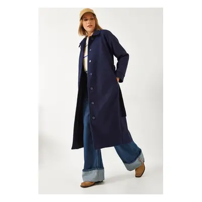 Bianco Lucci Women's Belted Long Stamp Coat