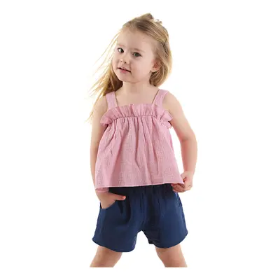 Denokids Baby Girl Kid Pink Summer Muslin Strap Blouse Shorts Set