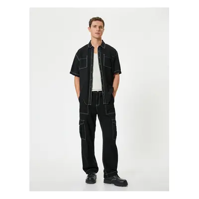 Koton Wide Leg Oversize Parachute Cargo Jeans