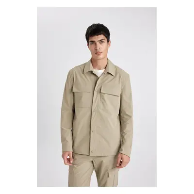 DEFACTO Regular Fit Polo Collar Snap Closure Pocket Shirt Jacket