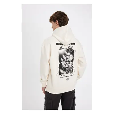 DEFACTO Boxy Fit Hooded Back Printed Sweatshirt