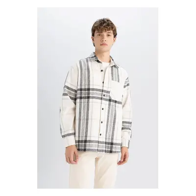 DEFACTO Regular Fit Polo Collar Plaid Lumberjack Flannel Long Sleeve Shirt