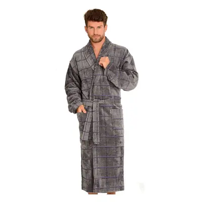 Bathrobe De Lafense M-2XL men's grey-checkered